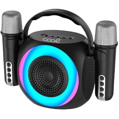 Cool Altoparlante Bluetooth universale Musica 6 W Mini Karaoke Party + 2 microfoni neri Cool Altoparlante Bluetooth universale Musica 6 W Mini Karaoke Party + 2 microfoni neri