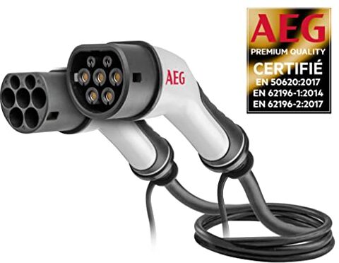 AEG 005124 Cavo di ricarica per veicoli elettrici e ibridi, ricaricabile, 5 m, 32 A, 32 A, 32 W, tipo 2, colore: nero