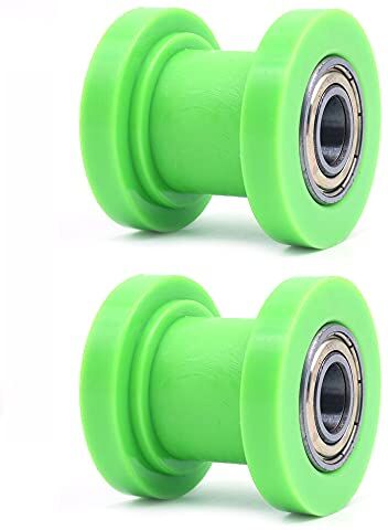 ANCLLO 2 rulli universali per tendicatena, 10 mm, guida a rullo per catena, puleggia guida in nylon, cuscinetti resistenti, guida tenditore per moto Pit Dirt Mini Bike Atv (verde)