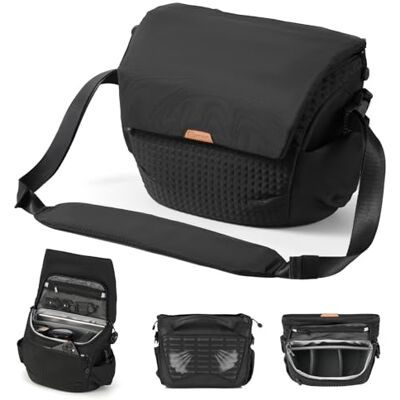 TARION Borsa per Fotocamera Piccola Borsa a Singola Nero Zaino Leggero per DSLR con Cinghia Regolabile, Divisori Imbottiti e Chiusura Magnetica (Thorner) TARION Borsa per Fotocamera Piccola Borsa a Singola Nero Zaino Leggero per DSLR con Cinghia Regolabile, Divisori Imbottiti e Chiusura Magnetica (Thorner)