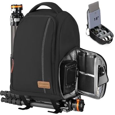 TARION Zaino Fotografico Borsa Fotografica Brose per Fotocamera Reflex DSLR Zaino Macchina Fotografica Professionale con Custodia per Laptop da 15 " Copertura Antipioggia TARION Zaino Fotografico Borsa Fotografica Brose per Fotocamera Reflex DSLR Zaino Macchina Fotografica Professionale con Custodia per Laptop da 15 " Copertura Antipioggia