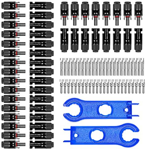 REBECCA Connettori Solari 24 Paia Connettore Pannello Fotovoltaico IP67 Impermeabile Connettori per Cavo Solare Fotovoltaici Pannelli Maschio/Femmina per 2.5/4/6mm² Cavo