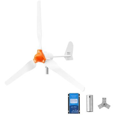 VEVOR Generatore Eolico 1200 W 24 V Kit Turbina Eolica a 3 Pale Controller Ibrido Eolico-Solare, Generatore AC Trifase a Magneti Permanenti, Barca e Casa, Palo di Montaggio Non Incluso VEVOR Generatore Eolico 1200 W 24 V Kit Turbina Eolica a 3 Pale Controller Ibrido Eolico-Solare, Generatore AC Trifase a Magneti Permanenti, Barca e Casa, Palo di Montaggio Non Incluso