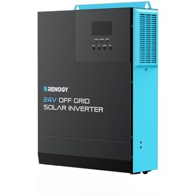 Renogy Invertitore di carica solare ibrido tutto in uno, 24 V, 3000 W, inverter sinusoidale puro, regolatore di carica 80 A, caricatore 80 A, con display LCD, per sistemi indipendenti dalla Renogy Invertitore di carica solare ibrido tutto in uno, 24 V, 3000 W, inverter sinusoidale puro, regolatore di carica 80 A, caricatore 80 A, con display LCD, per sistemi indipendenti dalla