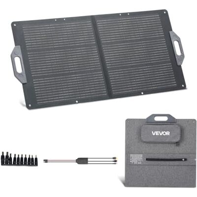 VEVOR Pannello Solare Pieghevole 100 W, Pannello Fotovoltaico Monocristallino Portatile con Uscita MC4, Porte USB-A, Tipo C, IP65 Impermeabile per Centrali Elettriche, da Campeggio, Escursioni VEVOR Pannello Solare Pieghevole 100 W, Pannello Fotovoltaico Monocristallino Portatile con Uscita MC4, Porte USB-A, Tipo C, IP65 Impermeabile per Centrali Elettriche, da Campeggio, Escursioni