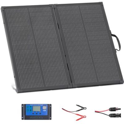 VEVOR Pannello Solare Pieghevole da 100 W con Telaio, Pannello Fotovoltaico Monocristallino Portatile Tipo N da 16 BB, Caricabatterie Solare IP67 Impermeabile con Controller PWM da 30 A Uscita MC4 VEVOR Pannello Solare Pieghevole da 100 W con Telaio, Pannello Fotovoltaico Monocristallino Portatile Tipo N da 16 BB, Caricabatterie Solare IP67 Impermeabile con Controller PWM da 30 A Uscita MC4