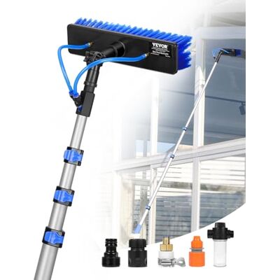 VEVOR Kit Palo Alimentato ad Acqua, Palo per Pulizia dei Pannelli Solari 3,6 m con Manico Estensibile, Testina della Spazzola Girevole a 180° Tubo Flessibile 20 m, per Ponte Pannello Solare Roulotte VEVOR Kit Palo Alimentato ad Acqua, Palo per Pulizia dei Pannelli Solari 3,6 m con Manico Estensibile, Testina della Spazzola Girevole a 180° Tubo Flessibile 20 m, per Ponte Pannello Solare Roulotte