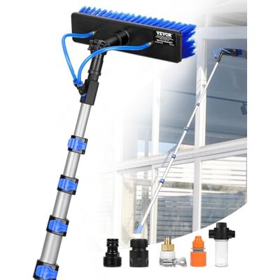 VEVOR Kit Palo Alimentato ad Acqua, Palo per Pulizia dei Pannelli Solari 7,3 m con Manico Estensibile, Testina della Spazzola Girevole a 180° Tubo Flessibile 20 m, per Ponte Pannello Solare Roulotte VEVOR Kit Palo Alimentato ad Acqua, Palo per Pulizia dei Pannelli Solari 7,3 m con Manico Estensibile, Testina della Spazzola Girevole a 180° Tubo Flessibile 20 m, per Ponte Pannello Solare Roulotte