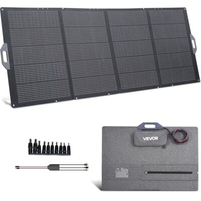 VEVOR Pannello Solare Pieghevole da 400 W, Pannello Solare Monocristallino Portatile con Uscita MC4 e Adattatore CC 10 in 1, IP67 Impermeabile per Centrali Elettriche, Campeggio, Escursioni VEVOR Pannello Solare Pieghevole da 400 W, Pannello Solare Monocristallino Portatile con Uscita MC4 e Adattatore CC 10 in 1, IP67 Impermeabile per Centrali Elettriche, Campeggio, Escursioni