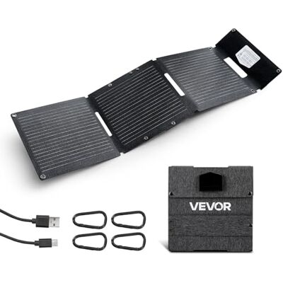 VEVOR Caricabatterie Solare Pieghevole 30 W, Pannello Fotovoltaico Monocristallino di Tipo N, Caricatore Solare Portatile con Pannello Porte USB Type-C per Zaino Campeggio Escursionismo Pesca VEVOR Caricabatterie Solare Pieghevole 30 W, Pannello Fotovoltaico Monocristallino di Tipo N, Caricatore Solare Portatile con Pannello Porte USB Type-C per Zaino Campeggio Escursionismo Pesca