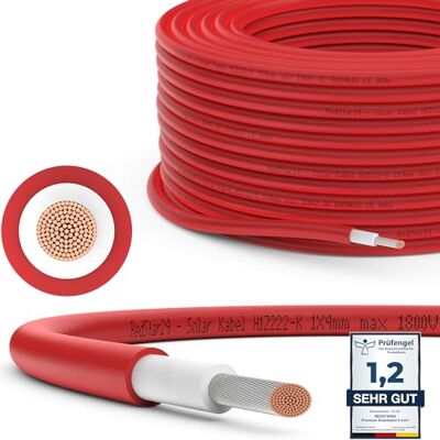 RedStar24 Cavo Solare Premium 4mm² Rosso 50m Resistente ai UV, Fotovoltaico, per Pannello Solare, Inverter, Regolatore Alta Performance, Durevole RedStar24 Cavo Solare Premium 4mm² Rosso 50m Resistente ai UV, Fotovoltaico, per Pannello Solare, Inverter, Regolatore Alta Performance, Durevole