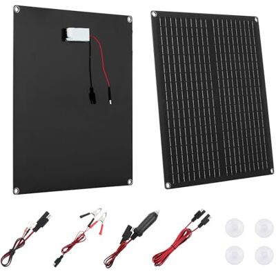 VEVOR Pannello Caricabatteria Solare da 30 W 12 V, Caricabatteria Solare Regolatore Integrato 3 Cavi di Collegamento, Impermeabile IP67, Portatile per Camper, Auto, Moto, Barche, Furgoni VEVOR Pannello Caricabatteria Solare da 30 W 12 V, Caricabatteria Solare Regolatore Integrato 3 Cavi di Collegamento, Impermeabile IP67, Portatile per Camper, Auto, Moto, Barche, Furgoni