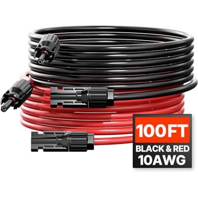 VEVOR Cavo di Prolunga per Pannello Solare da 30,48 m, Cavo di Prolunga 10 AWG per Pannello Fotovoltaico Impermeabile IP67-40℃~105℃ in Rame Stagnato Uso Domestico, Navali Camper Set di 2 Pezzi VEVOR Cavo di Prolunga per Pannello Solare da 30,48 m, Cavo di Prolunga 10 AWG per Pannello Fotovoltaico Impermeabile IP67-40℃~105℃ in Rame Stagnato Uso Domestico, Navali Camper Set di 2 Pezzi
