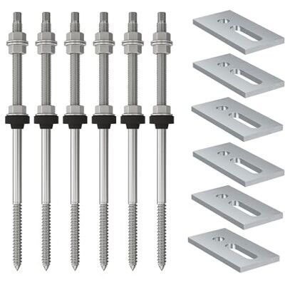 Fischer Kit 6x Vitoni Doppia Filettatura STSR M10 X 250mm + Piastre Fissaggio SSP10, per Fissaggio Pannelli Solari Fotovoltaici su Tetti in Lastre Ondulate o Finti Coppi, Inox A2, EPDM, Fischer Kit 6x Vitoni Doppia Filettatura STSR M10 X 250mm + Piastre Fissaggio SSP10, per Fissaggio Pannelli Solari Fotovoltaici su Tetti in Lastre Ondulate o Finti Coppi, Inox A2, EPDM,