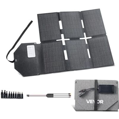 VEVOR Caricabatterie Solare Pieghevole 60 W, Pannello Solare Monocristallino Tipo N da 16 BB, Portatile con Uscita MC4, Porte Type-C, USB-A per Centrali Elettriche, Campeggio, Escursionismo VEVOR Caricabatterie Solare Pieghevole 60 W, Pannello Solare Monocristallino Tipo N da 16 BB, Portatile con Uscita MC4, Porte Type-C, USB-A per Centrali Elettriche, Campeggio, Escursionismo