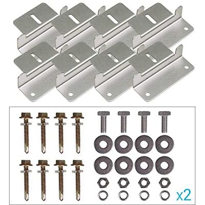 Renogy Set di 2 staffe a Z per pannello solare, per montaggio su tetto del pannello solare, staffa a Z con dadi e viti per camper, barca, tetto, parete e altre installazioni su tetto, 8 pezzi Renogy Set di 2 staffe a Z per pannello solare, per montaggio su tetto del pannello solare, staffa a Z con dadi e viti per camper, barca, tetto, parete e altre installazioni su tetto, 8 pezzi