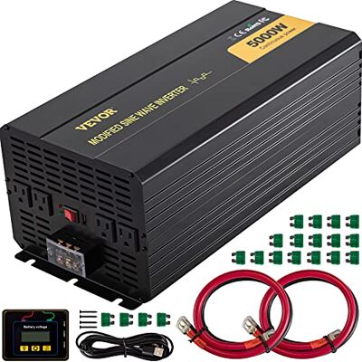 VEVOR Invertitore di Potenza CC 12 V a CA 120 V Invertitore a Onda Sinusoidale Modificata da 5000 W con Telecomando LCD, Indicatore LED, per Camion, Camper, Auto, Barca, Viaggi, Campeggio, Emergenza VEVOR Invertitore di Potenza CC 12 V a CA 120 V Invertitore a Onda Sinusoidale Modificata da 5000 W con Telecomando LCD, Indicatore LED, per Camion, Camper, Auto, Barca, Viaggi, Campeggio, Emergenza