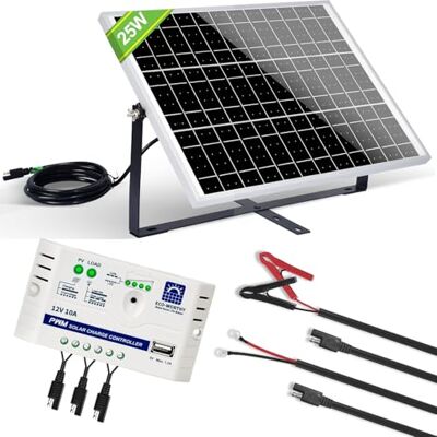 ECO-WORTHY Kit Pannello Solare 25W 12V Monocristallini:IP65 25W Modulo fotovoltaico + Cavo di Collegamento SAE + Regolatore di Carica 10A per Barche, Luci, Apriporta, Pollaio ECO-WORTHY Kit Pannello Solare 25W 12V Monocristallini:IP65 25W Modulo fotovoltaico + Cavo di Collegamento SAE + Regolatore di Carica 10A per Barche, Luci, Apriporta, Pollaio