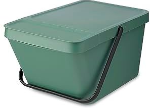 Brabantia Sort & Go Cestino porta Rifiuti Impilabile 20L per Raccolta Differenziata Maniglia per il Trasporto Facile da Pulire Adatto per Rifiuti Organici Fir Green 28 x 45 x 22,5 cm