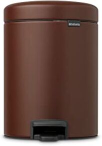 Brabantia NewIcon Pattumiera a Pedale 3L Piccolo Cestino per Bagno Coperchio con Chiusura Soft-Touch Funzionamento Agevole a Pedale Secchio Interno Rimovibile Cosy Brown 17 x 24 x 27 cm