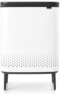 Brabantia Portabiancheria Bo Hi 2 x 45L Cestino per panni sporchi 2 scomparti Apertura rapida Sacchetto di cotone rimovibile Portatile e igienico Per camera da letto e bagno White