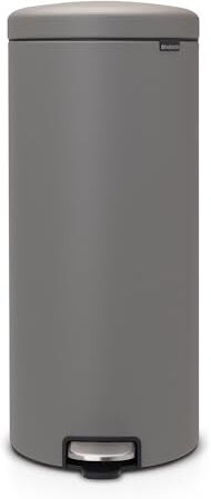 Brabantia Pedal Bin Newicon Sense of Luxury Collection Pattumiera a Pedale, Acciaio, Mineral Concrete Grey, 30 Litri