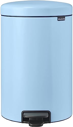 Brabantia NewIcon Pattumiera a Pedale 20L Cestino Media per Cucina Coperchio Chiusura Soft-Touch Funzionamento Agevole a Pedale Secchio Interno Rimovibile Dreamy Blue 29 x 38 x 47 cm