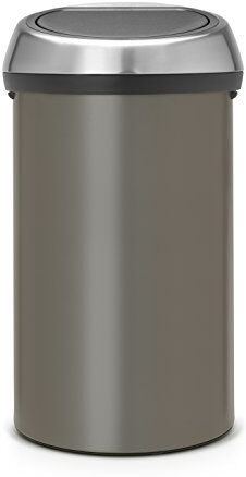 Brabantia Touch Bin Pattumiera in Acciaio, Coperchio Inox Satinato Anti-Impronte, 60 L, Platinum