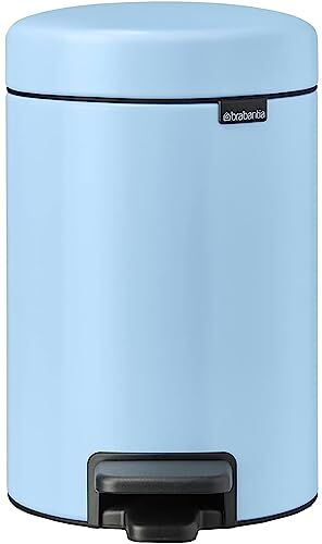 Brabantia NewIcon Pattumiera a Pedale 3L Piccolo Cestino per Bagno Coperchio Chiusura Soft-Touch Funzionamento Agevole a Pedale Secchio Interno Rimovibile Dreamy Blue 17 x 24 x 27 cm