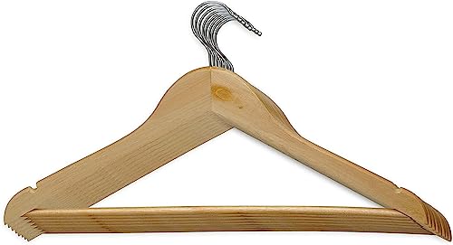 MAUL Grucce appendiabiti in legno, 8 pezzi, con barra per pantaloni, grucce per giacca, gancio girevole a 360°, larghezza 45 cm, resistente, in legno di faggio massiccio