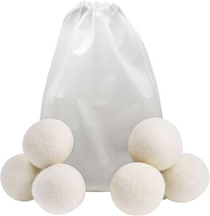 ZSMJAER Palline Per Asciugatrice Lana 8cm 6 Palline Ammorbidente Naturale, Riutiliabile Palline Asciugatrice Lana, Tempi di asciugatura ridotti fino al 40%, 100% Lana Fatto a Mano