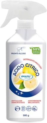 Generico Acido citrico puro spray pronto all'uso detergente multiuso anticalcare disincrostante ammorbidente brillantante 500 ml