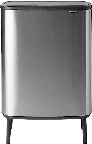 Brabantia Pattumiera Bo Touch Bin Hi, 60L, Acciaio opaco, a prova di impronte digitali