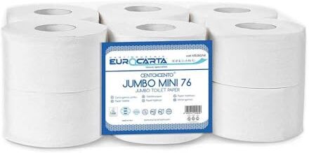 Generico Eurocarta Carta igenica pura cellulosa Jumbo mini 76 2 veli 12 rotoli