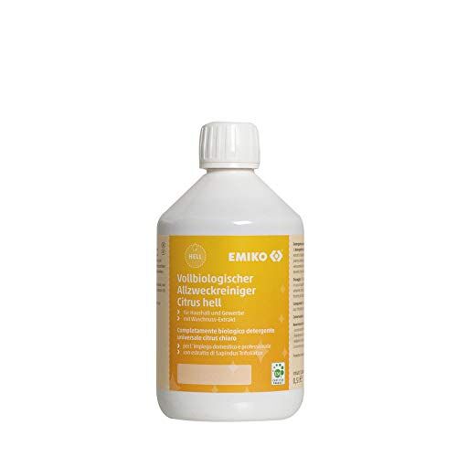 Emiko ® Detergente al limone completamente biologico chiaro, 500 ml, detergente biologico chiaro con efficaci microrganismi controllano la colonizzazione microbica per la purezza attiva; con estratto di noce di bucato contro i grassi.