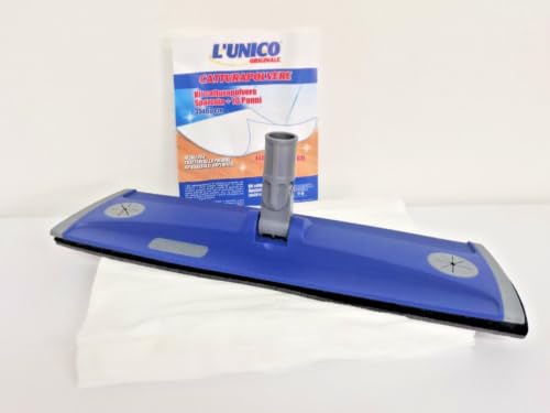 Generico Kit scopa cattura polvere per pavimenti intrappola lo sporco capelli peli di animale spazzola + 10 panni maxi 35x60 cm