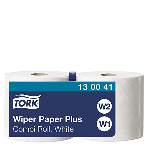 Tork Carta Plus per asciugatura Premium QuickDry, compatibile con i sistemi W1 e W2, 2 veli, 1 x 2 rotoloni (2 x 255 m), colore bianco