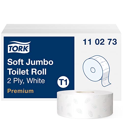 Tork Carta Igienica Jumbo Soft Premium, compatibile con sistema T1, 2 veli, 1 conf. x 6 rotoli (6 x 360 m), 1800 strappi x rotolo, bianco