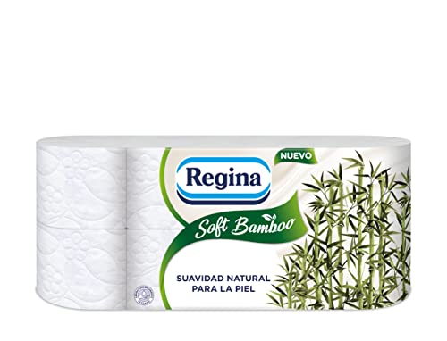 Regina Soft Bamboo 8 rotoli di carta igienica a 3 strati, 160 fogli, morbidezza naturale per la pelle, carta igienica realizzata con fibre di bambù, confezione di carta, certificazione FSC