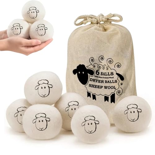 TMRBBesty Palline Per Asciugatrice di Lana,Palline per La Pulizia Dell'asciugatrice,Palline di Lana per Asciugatrice,Palline per Asciugatrice,Riutilizzabile,Riduce Le Rughe,Risparmia Tempo di Asciugatura,6PCS