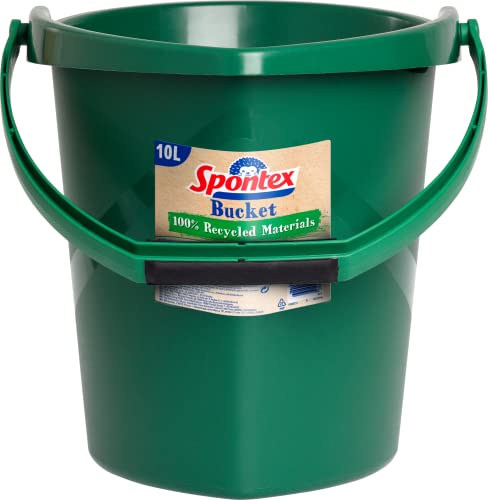Spontex Eco Green  Secchio in materiale riciclato al 100% con manico sul fondo del secchio, capacità 10 l, colore: Verde
