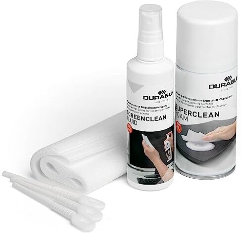 Durable PC Cleaning Kit, Set per la Pulizia di Computer, Schiuma detergente 150 ml, detergente 125 ml, 10 Panni in Anti-Pelucchi, 1 spatolina