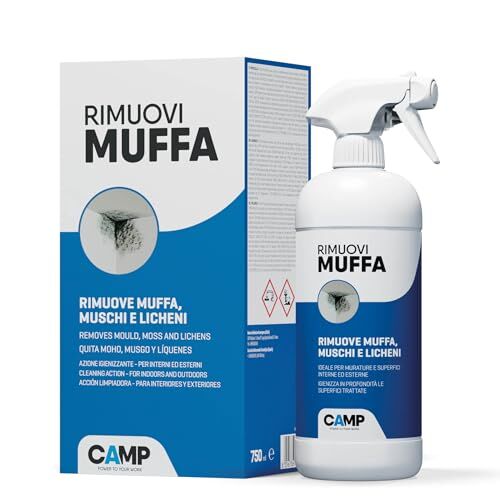 CAMP RIMUOVI MUFFA, Antimuffa igienizzante pronto all’uso, Elimina rapidamente muffe, muschi e licheni, 750 ml