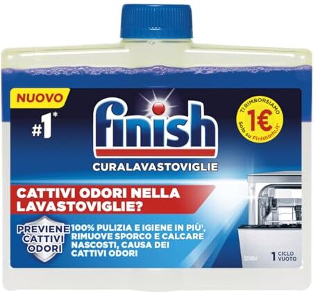 Finish Curalavastoviglie Raccomandato da Napisan, Additivo per una Lavastoviglie Pulita dai Residui di Grasso e Calcare, 250ml (confezione da 1)