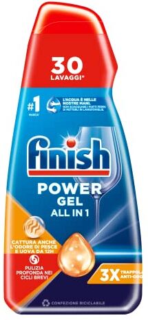 Finish Powergel, Gel Detersivo Per Lavastoviglie Liquido, Multiazione, Anti-Odore, Confezione da 30 Lavaggi, 600ml