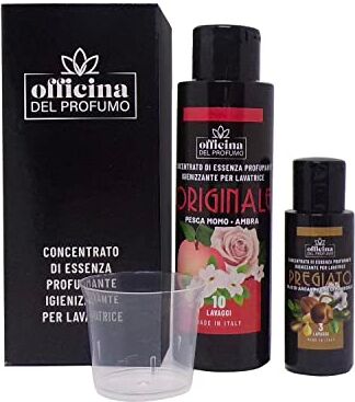 Generico OFFICINA DEL PROFUMO ESSENZA PROFUMANTE PER BUCATO 100ML PESCA MOMO AMBRA (+30ML FRAGRANZE CASUALI) CONCENTRATO, FORTE, CON IGIENIZZANTE