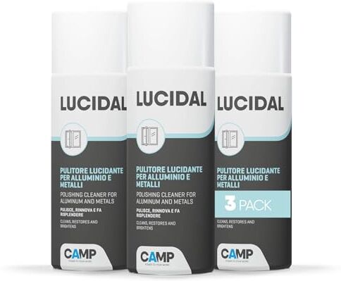 CAMP LUCIDAL, Pulitore lucidante ravvivante per alluminio, metalli e PVC, 3x400 ml