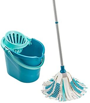 Leifheit Set lavapavimenti 3 in 1 Power Mop 2.0 con scopa lavapavimenti in microfibra e secchio strizzatore per pulire piastrelle e pavimenti della casa, Multicolore