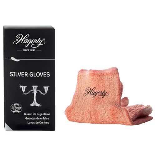 Hagerty Silver Gloves Guanti detergenti per argento con antiossidante 1 paio I Guanti in cotone impregnato per lucidare I Pratici guanti per pulire argento e metallo placcato argento