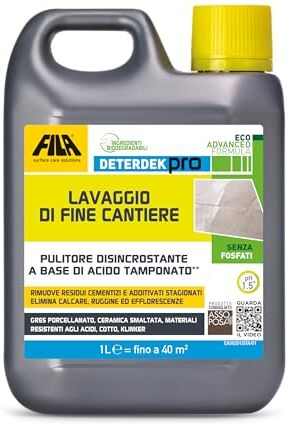 FILA Surface Care Solutions DETERDEK Pro Disincrostante Acido Tamponato Per Pavimenti Che Elimina I Residui, 1 Litro